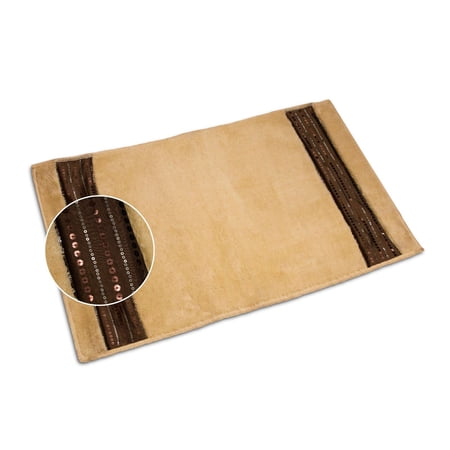 Ibiza Bath Mat, 21x34, Sequin, Beige/Chocolate