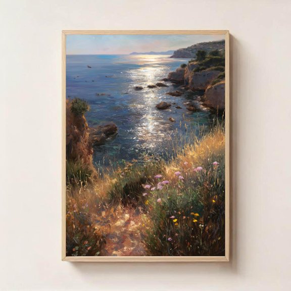 Ibiza Coastal Wall Art Mediterranean Seaside Boho Decor, Unframed Paper Poster 8x10in