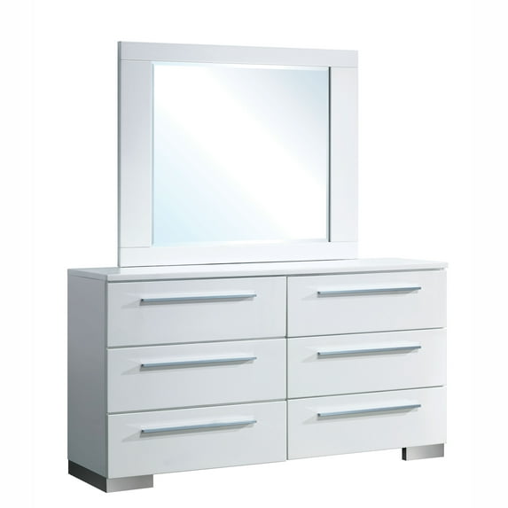 Ibiza Contemporary White Dresser and Mirror