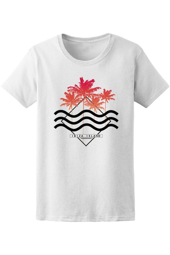 Ibiza Palm Tree Summer Graphic T-Shirt Women -Image by Shutterstock, Female Medium