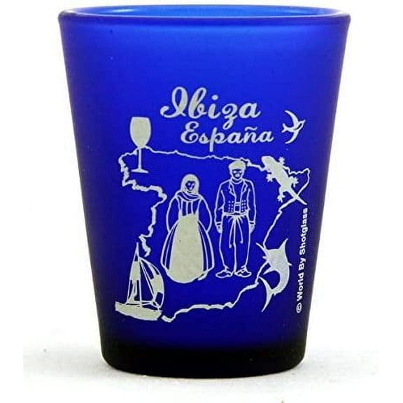 Ibiza Spain Cobalt Blue Frosted shot glass