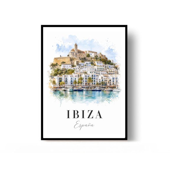 Ibiza Spain Island Coastal Travel Wall Art Decor Unframed Paper Print