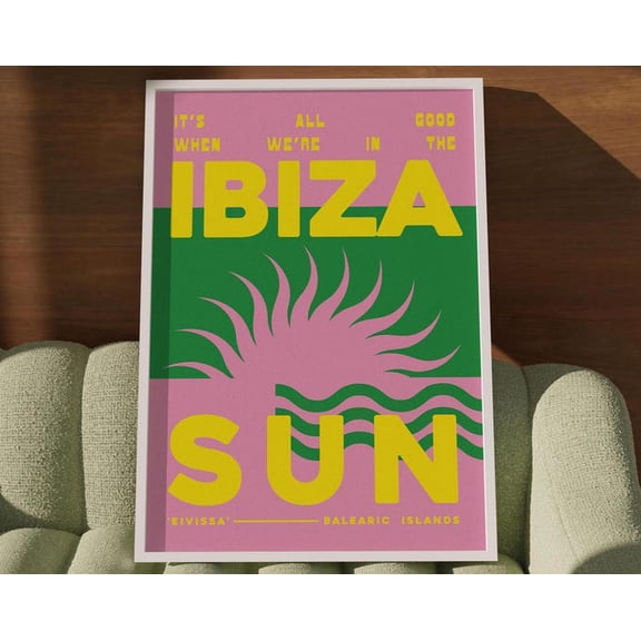 Ibiza Sun Wall Art Print, Unframed Paper Poster 8x10in