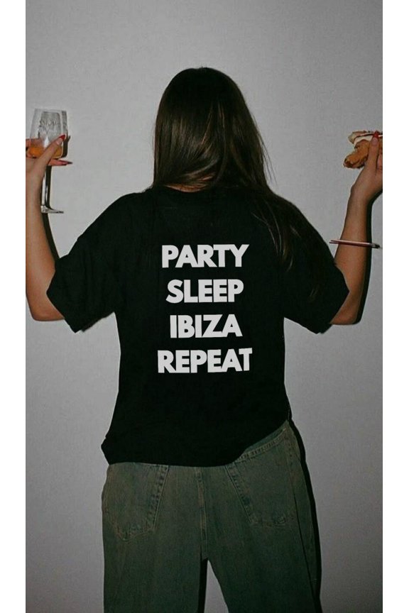 Ibiza TShirt Party Sleep Ibiza Repeat Tee Euro Summer Shirt Girls Trip Top Vacation