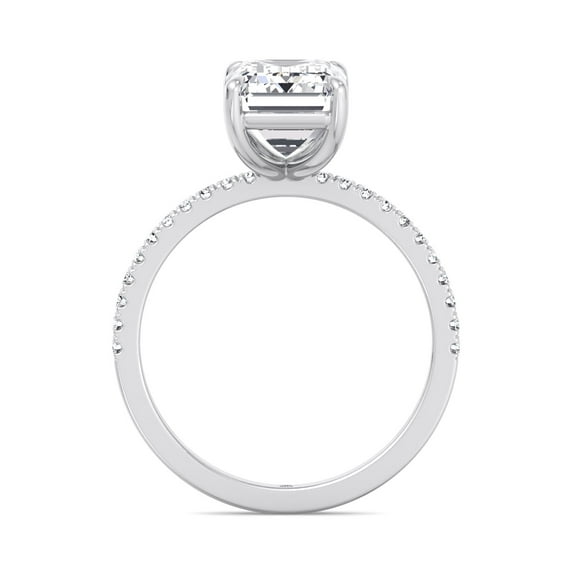 Ibiza - Thin Pave Moissanite Emerald Cut - Lab Diamond Engagement Ring