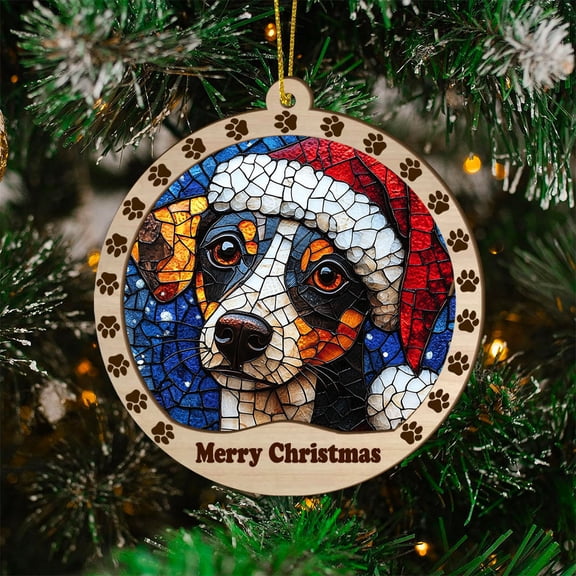 Ibizan Hound Dog Ornament, Ibizan Hound Dog SunCatcher Stained Glass Christmas Tree, Ibizan Hound Dog Decor, Holiday Decorations, Xmas Gift