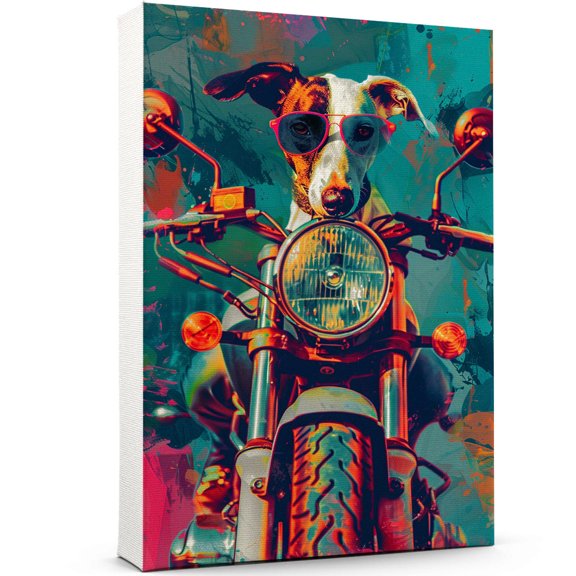 Ibizan Hound Dog Poster Riding A Motorcycle - Ibizan Hound Dog Canvas Wall Art For Bedroom Decor - Bedroom Decor - Dog Home Decor
