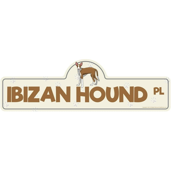Ibizan Hound Street Sign | Indoor/Outdoor | Dog Lover Funny Home Décor for Garages, Living Rooms, Bedroom, Offices | SignMission personalized gift | 20" Wide