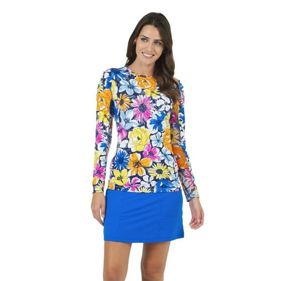 Ibkul Women's Medeline Long Sleeve Crew Neck Orange Mulit Size XL