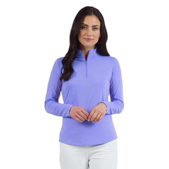 Ibkul Womens Essential L/S Zip Mock Top XS Lavender