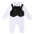 thumbnail image 1 of Ibtom Castle Baby Boy Baptism Outfit Christening Outfits Formal Suit Onesie Jumpsuit Overall Romper & Vest & Bowtie Wedding Tuxedo Gentleman Birthday Clothes Set 9-12 Months Black, 1 of 8