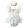 thumbnail image 1 of IBTOM CASTLE Baby Girls Lace Bodysuit Boho Clothes 1st Birthday Cake Smash Outfit Newborn Photography Outfits Summer Sunsuit 0-3 Months White Floral Embroidery, 1 of 8