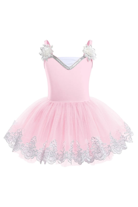 Ballet Sequin Flower Sleeveless Leotard (Girls)