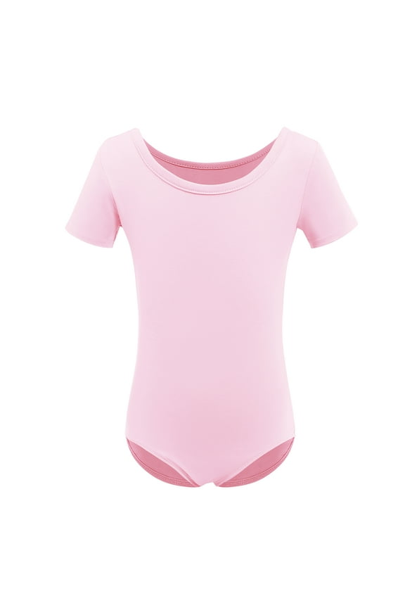 Girls Pink Cotton Polyester Breathable Leotard