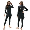 thumbnail image 1 of IBTOM CASTLE Women Muslim Swimsuits Modest Burkini Swimwear Islamic Long Sleeve Full Cover Swim Top Leggings Pants ​Bathing Suits S Black Flower, 1 of 8