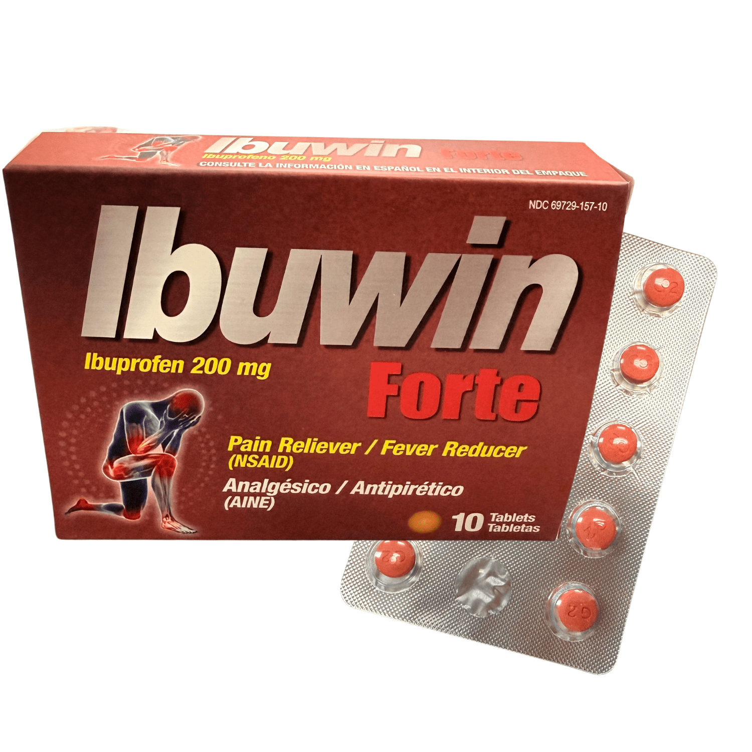Ibuwin Forte, Fever Reducer, Headache Relief, Menstrual Pain, Tooth Aches, Muscular Aches, Arthritis, Pain & Body Aches - Includes 10 Tablets