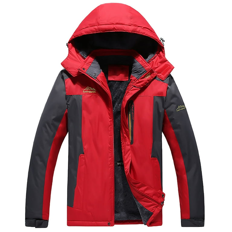 Ibvajbalk Mens Jacket Plus Size Heavy Weight Warm Winter Coat Ski Snow Jacket Warm Wool Jacket Raincoat with Multiple Pockets Men Gifts for Birthday Red Jackets for Men 7Xl Walmart