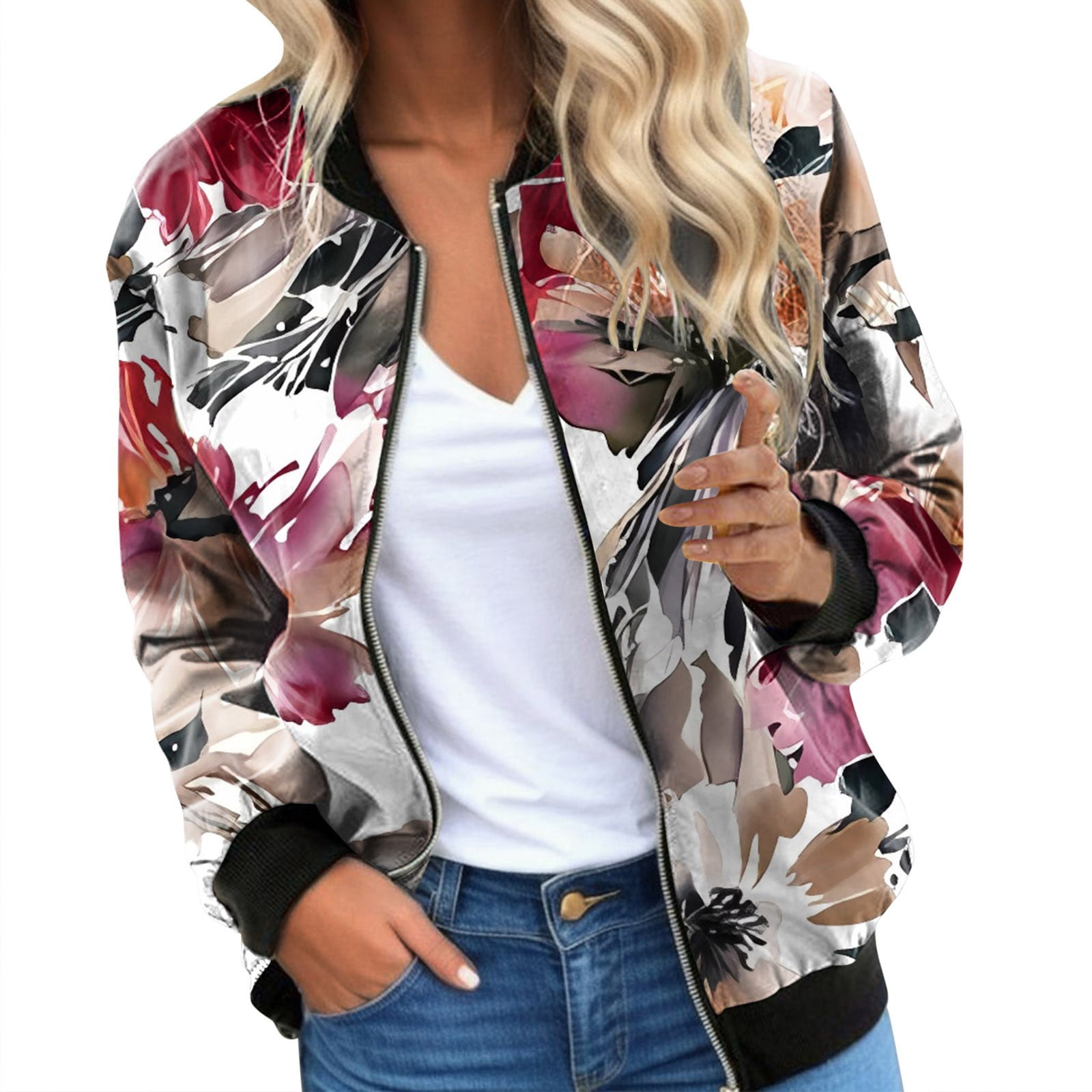 Ibvajbalk Womens Trench Coat Casual Daily Jackets Lightweight Zip Up