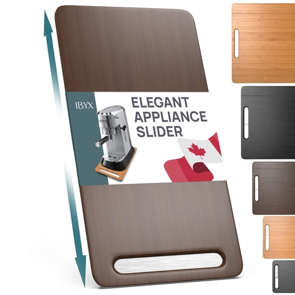 Ibyx Elegant Appliance Slider - Sliding Tray for Coffee Maker & Heavy Kitchen Appliances, Easy Slide, Made of Premium Bamboo, Space-Saving Kitchen Organizer, 40 lb Capacity, Brown - 7.5 x 14.5 Inch