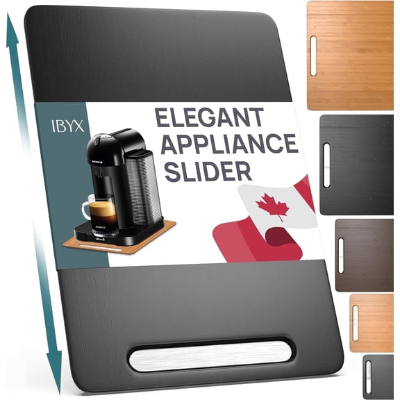 Ibyx Elegant Sliding Tray for Your Coffee Maker & Heavy Kitchen Appliances - Sturdy, Slides Easily from Under The Cabinet (Black, 9.5”W x 14”D))
