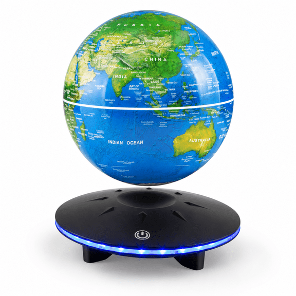Ic Levitation Globe Levitating Lamp World Map Floating & Spinning In The Air FPiece (blue 6 Inch)
