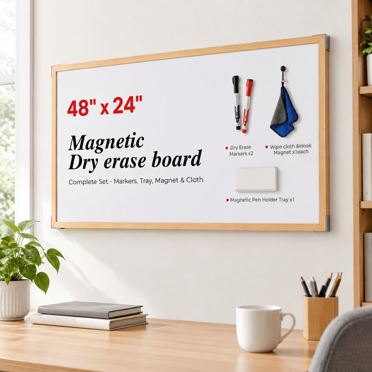 Ic Whiteboard 48 X 24 Inch Solid Pine Wood Frame - Walmart.com