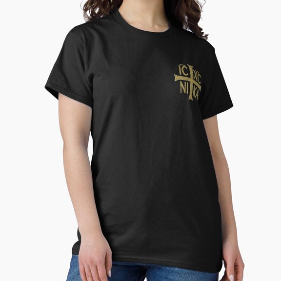 Ic Xc Nika Cross Orthodox n ity Christogram Side Shirt, Casual Graphic Tee, Everyday Short Sleeve Shirt