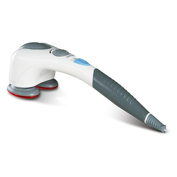 Ic0946 Electric Body Massager, Double Head Deep Percussion Massager with Heat and Massage Heads, White
