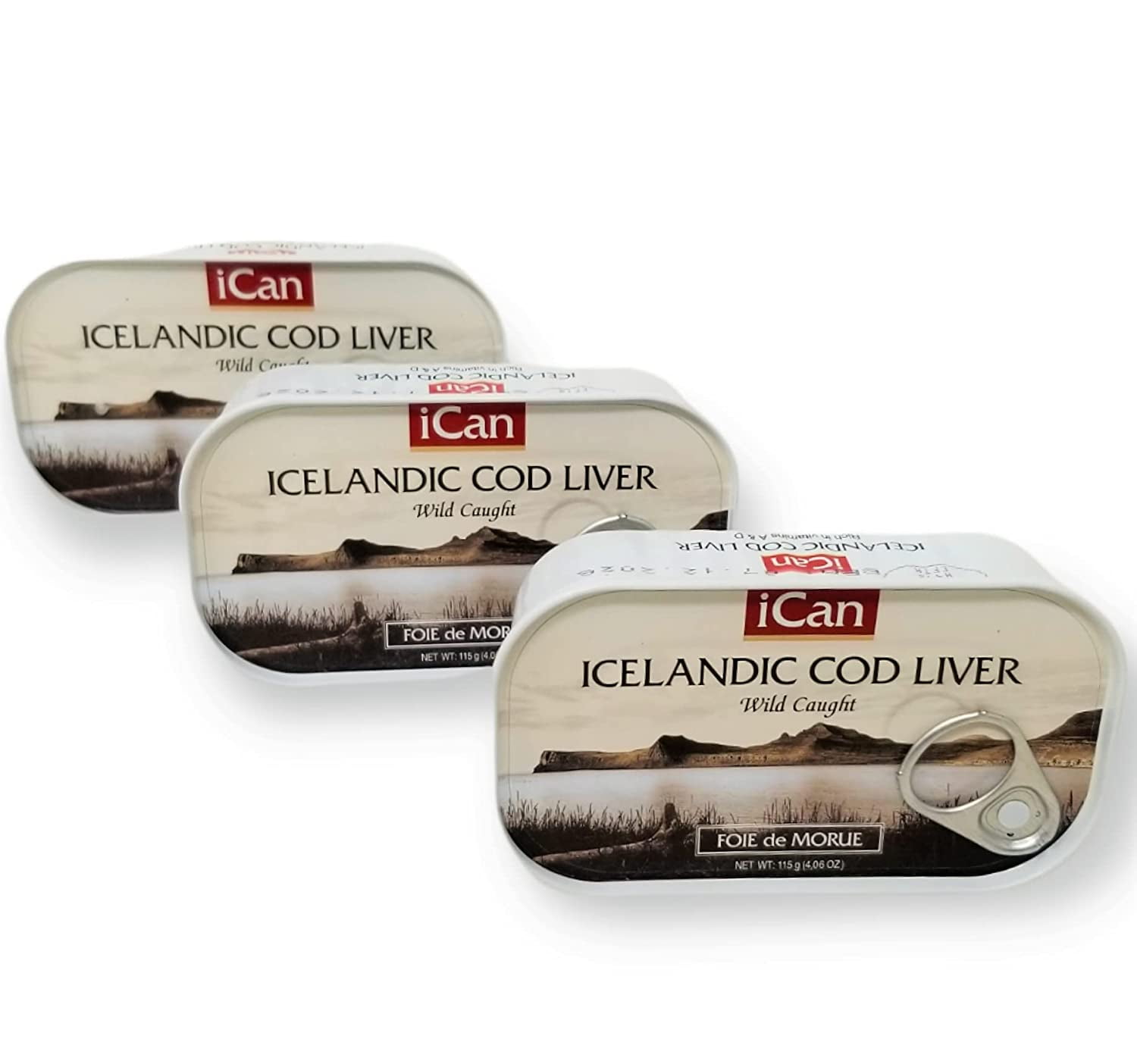 Ican Wild Caught Cod Liver from Pure Icelandic Waters, 4.27oz Pack of 3