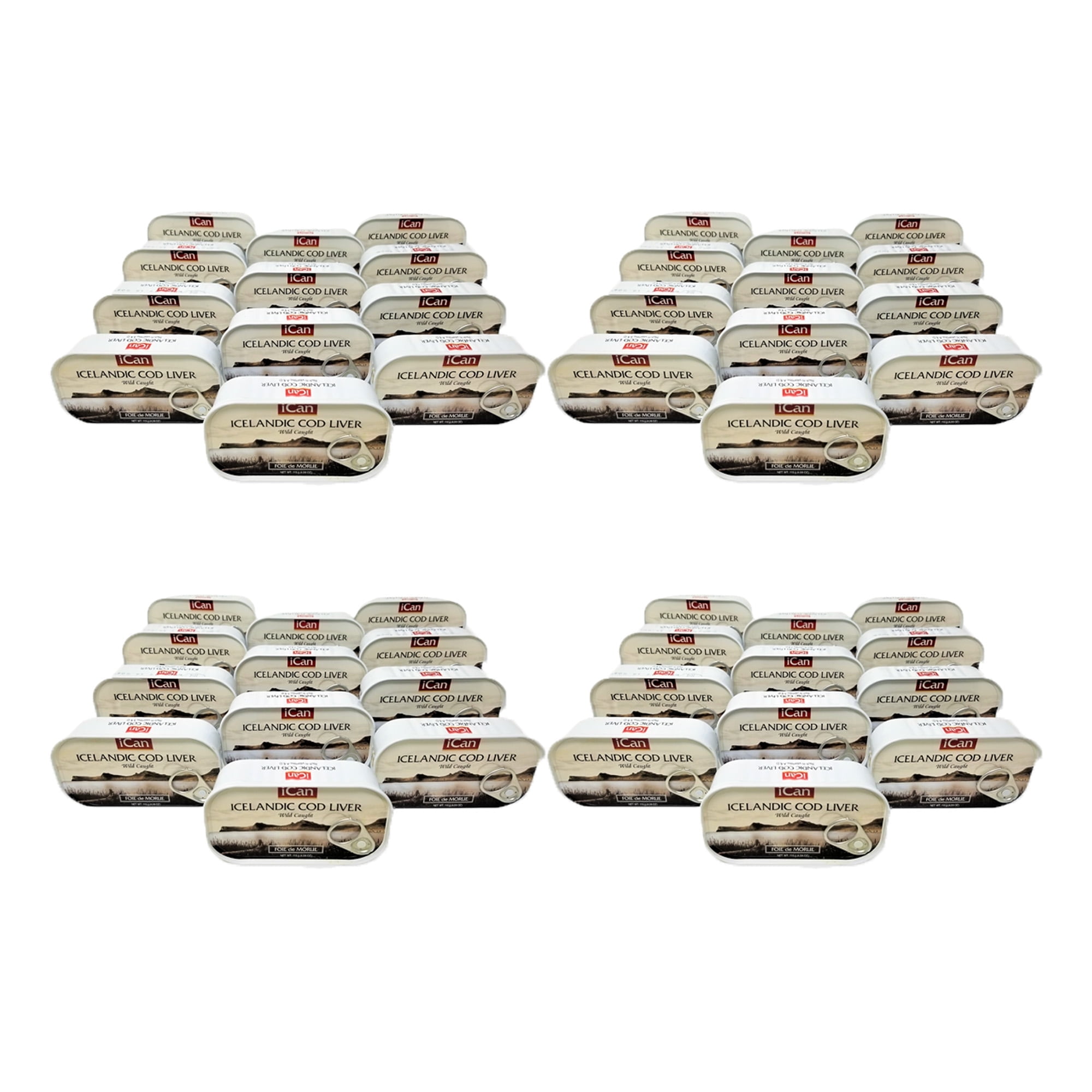 Ican Icelandic Wild Cod Liver 4.06oz/115g | Wild Caught from Pure Icelandic Water |Rich in Omega 3 Fatty Acids and Vitamins A and D (Pack of 48)