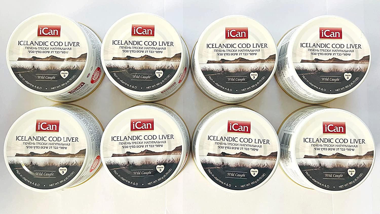 Ican Wild Cod Liver Canned From Iceland 190g (Pack of 8)