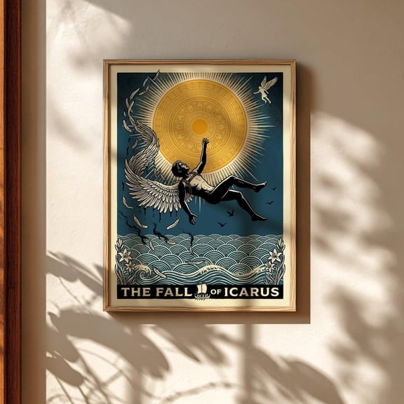 Icarus Falling Greek Mythology Mythic Decor Mythology Wall Art Unframed Paper Print