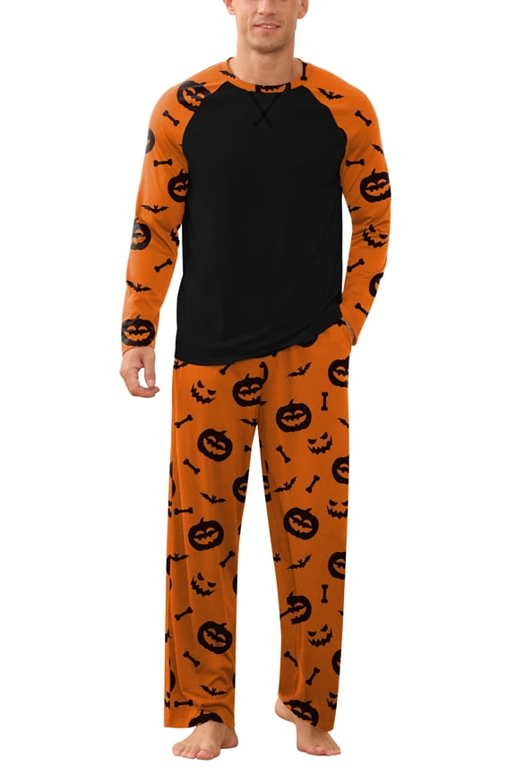 Men's Pajamas Set Long Sleeve Sleepwear with Pockets Comfortable Lightweight Pjs Sets for Men