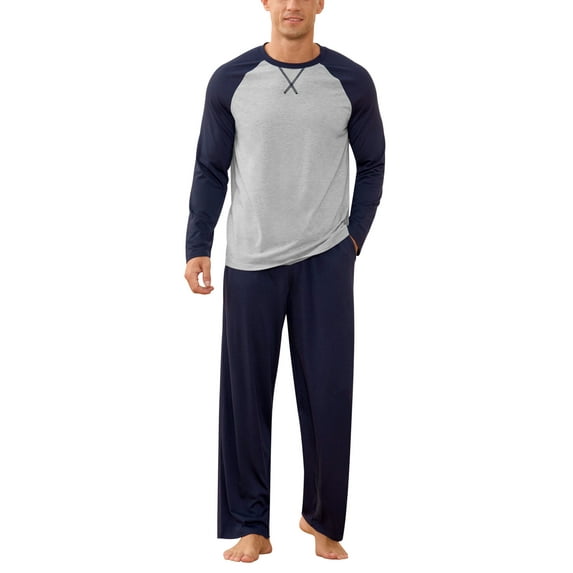 Iceglad Men's Pajamas Set Long Sleeve Sleepwear with Pockets Comfortable Lightweight Pjs Sets for Men