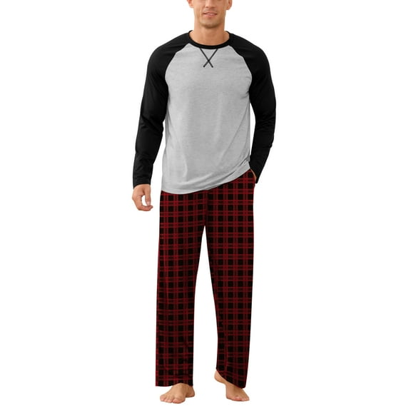 Iceglad Men's Pajamas Set Long Sleeve Sleepwear with Pockets Comfortable Lightweight Pjs Sets for Men