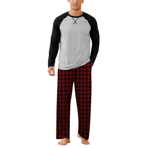 Iceglad Men's Pajamas Set Long Sleeve Sleepwear with Pockets Comfortable Lightweight Pjs Sets for Men