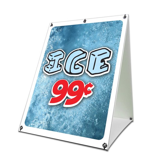 Ice 99 Cents 18" x 24" A-frame Sidewalk Sign| Advertise Your Business | Images On Both Sides | Bags of Ice Lb Advertising Displays | Made in The USA