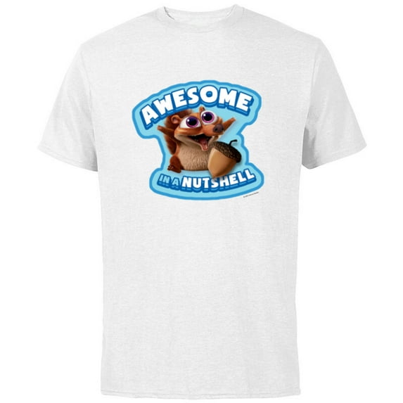 Ice Age Baby Scrat Awesome In a Nut Shell - Short Sleeve Cotton T-Shirt for Adults - Customized-White