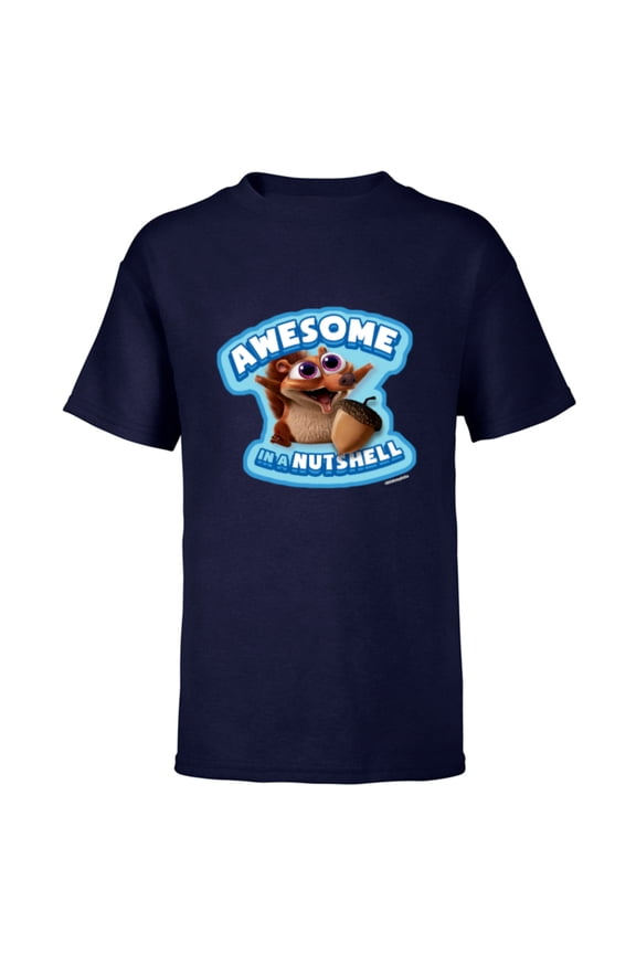 Ice Age Baby Scrat Awesome In a Nut Shell - Short Sleeve T-Shirt for Kids - Customized-Navy