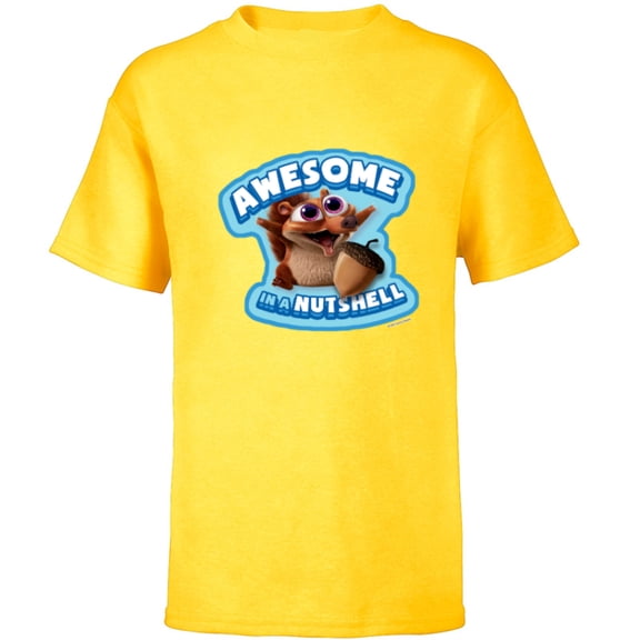 Ice Age Baby Scrat Awesome In a Nut Shell - Short Sleeve T-Shirt for Kids - Customized-Yellow