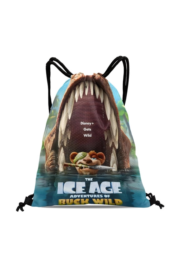 Ice Age Buck wild-theme Drawstring Backpack Sports Gym Bag Water Resistant String Bag Cinch Bag12"X16"30X40cm