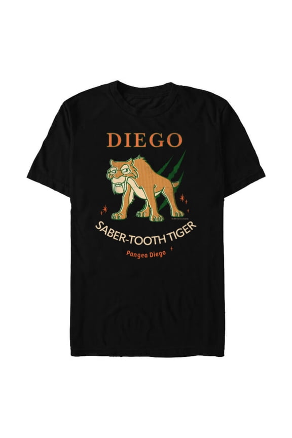 Ice Age Diego Saber-Tooth Tiger Halftone - Short Sleeve Blended T-Shirt for Adults - Customized-Black