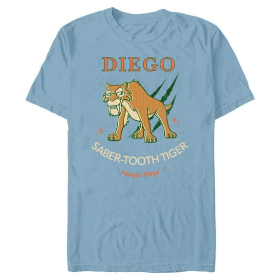 Ice Age Diego Saber-Tooth Tiger Halftone - Short Sleeve Blended T-Shirt for Adults - Customized-Ocean Blue