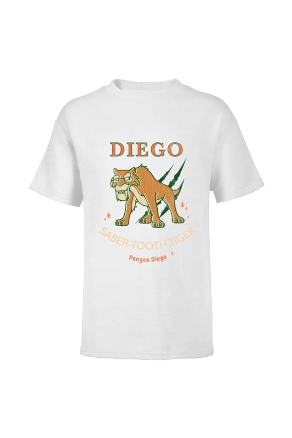 Ice Age Diego Saber-Tooth Tiger Halftone - Short Sleeve T-Shirt for Kids - Customized-White