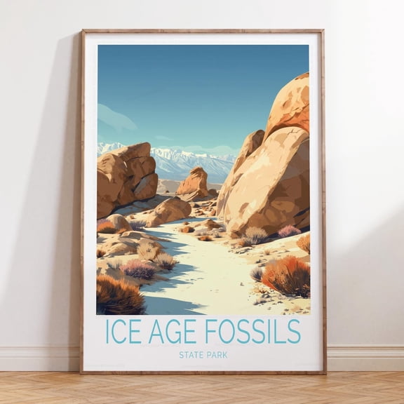 Ice Age Fossils Nevada Paleontology Nature Print, Unframed Canvas Size 16x24