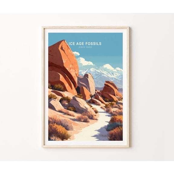 Ice Age Fossils State Park Nevada Desert Landscape Wall Art, Unframed Paper Poster 8x10in