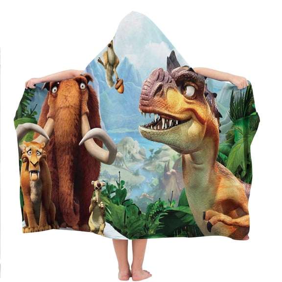 Ice Age Hooded Kids Beach Towels Bath Hat Toddler Microfiber Swim Cover-ups Poncho Absorbent Pool Wrap