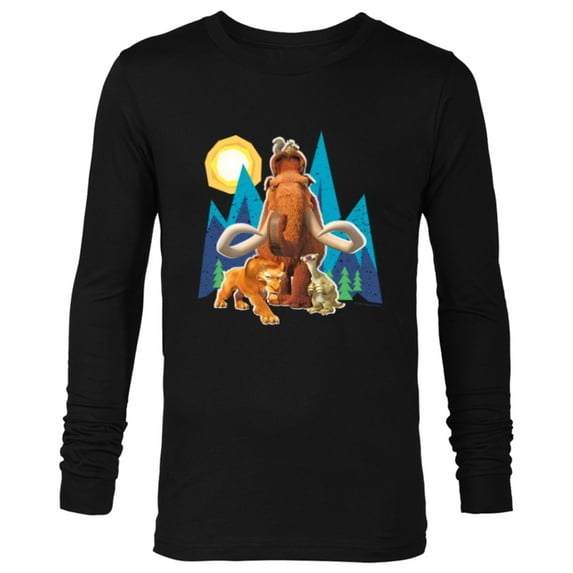 Ice Age Manfred Diego Sid and Scrat Cutout Mountains - Long Sleeve T-Shirt for Men - Customized-Black