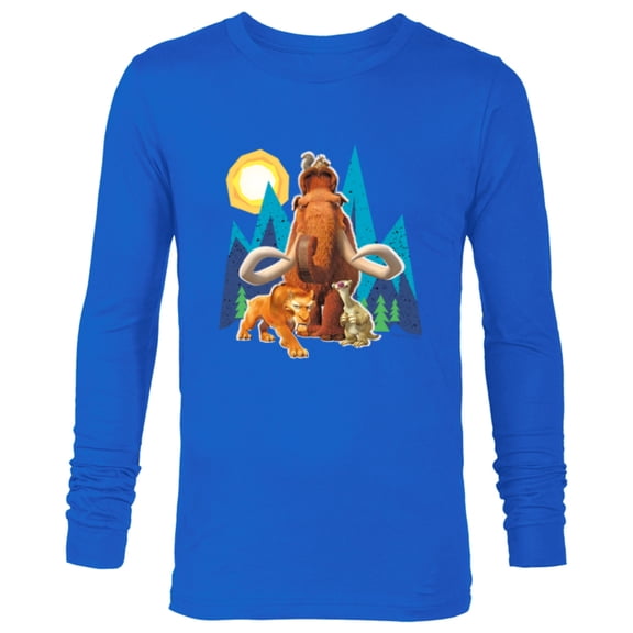 Ice Age Manfred Diego Sid and Scrat Cutout Mountains - Long Sleeve T-Shirt for Men - Customized-Royal