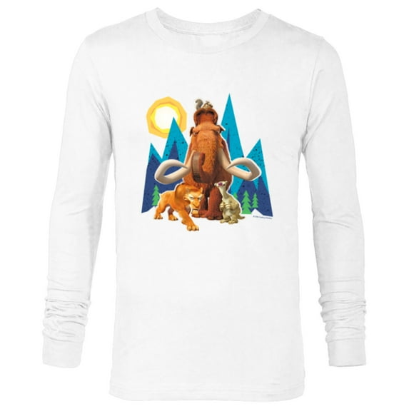 Ice Age Manfred Diego Sid and Scrat Cutout Mountains - Long Sleeve T-Shirt for Men - Customized-White